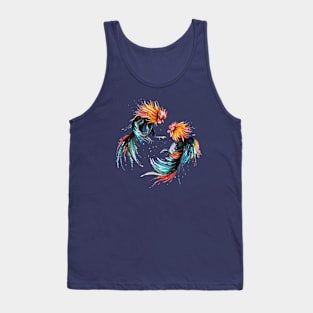 Fighting cock painted with watercolor 1 Tank Top